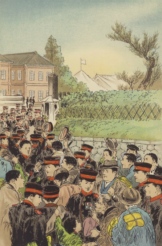 Wezwanie rezerwistów Gwardii Cesarskiej do barw (chromolitho) autorstwa Japanese School