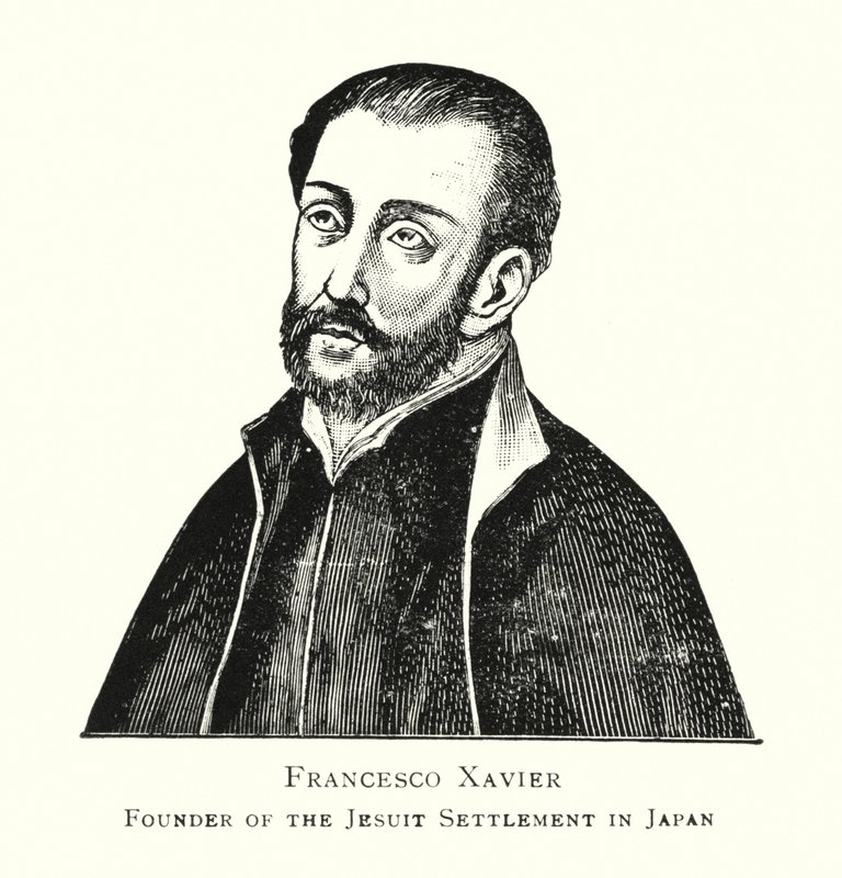 Francesco Xavier, założyciel osady jezuickiej w Japonii (lito) autorstwa Japanese School