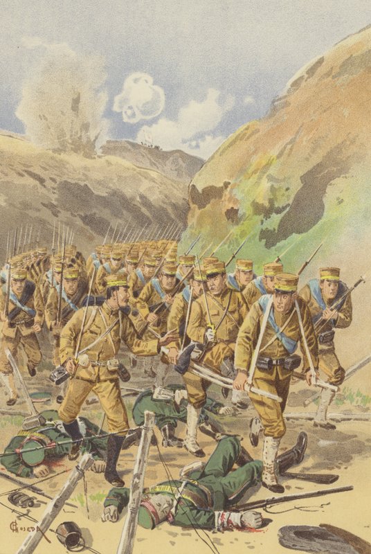 Porucznik Takagi prosi swojego dowódcę brygady o pozwolenie na awans (chromolitho) autorstwa Japanese School