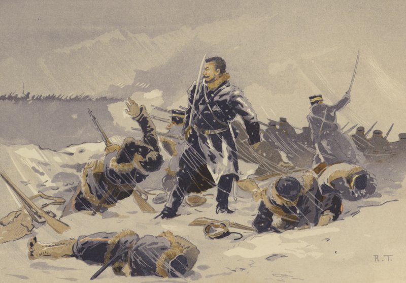 A Batalha de Hei-kou-tai na Neve (chromolitho) polonês autorstwa Japanese School