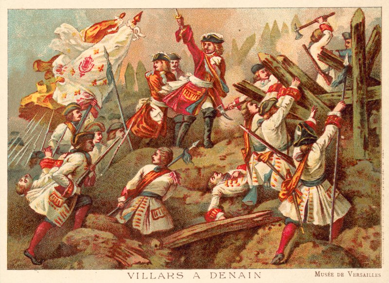 Marszałek Villars w bitwie pod Denain, Francja, 1712 (chromolitho) autorstwa Jean Alaux