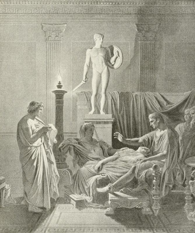 Oktawia pokonana wierszami Wergiliusza (grawiura) autorstwa Jean Auguste Dominique Ingres