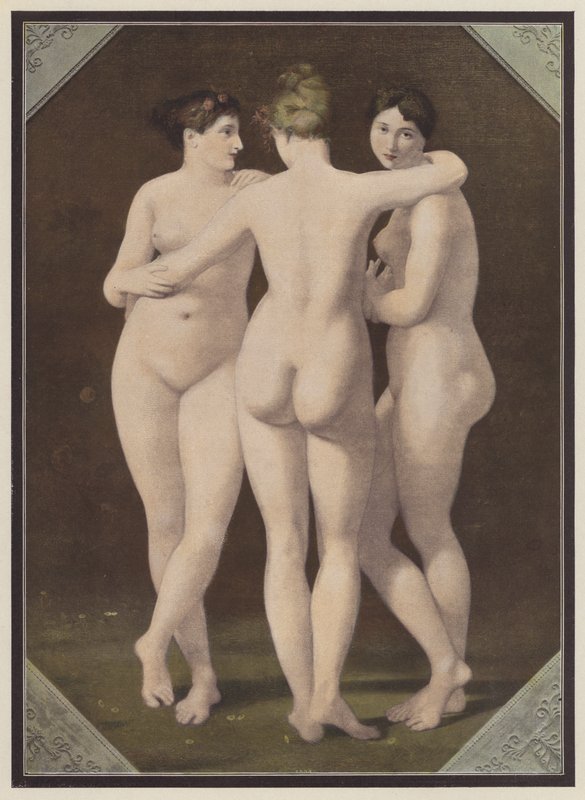 Trzy Gracje (kolor lito) autorstwa Jean Baptiste (after) Regnault
