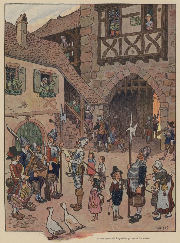 Wezwani do broni mieszczanie Riquewihr (kolor lito) autorstwa Jean Jacques Waltz