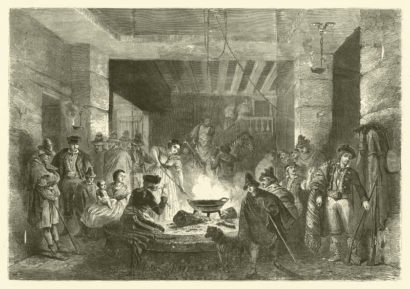 Posada, karczma w Sierra Nevada, Hiszpania (grafika) autorstwa Jean Antoine Valentin Foulquier