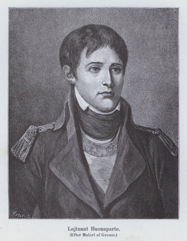 Napoleon Bonaparte jako młody porucznik artylerii, ok. 1785 (lito) autorstwa Jean Baptiste (after) Greuze