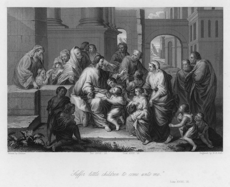 Chrystus błogosławi małe dzieci, Łukasza XVIII autorstwa Jean Baptiste (after) Jouvenet