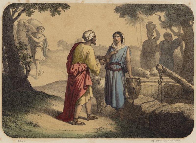 Eliezer et Rebecca autorstwa Jean Baptiste Auguste Leloir