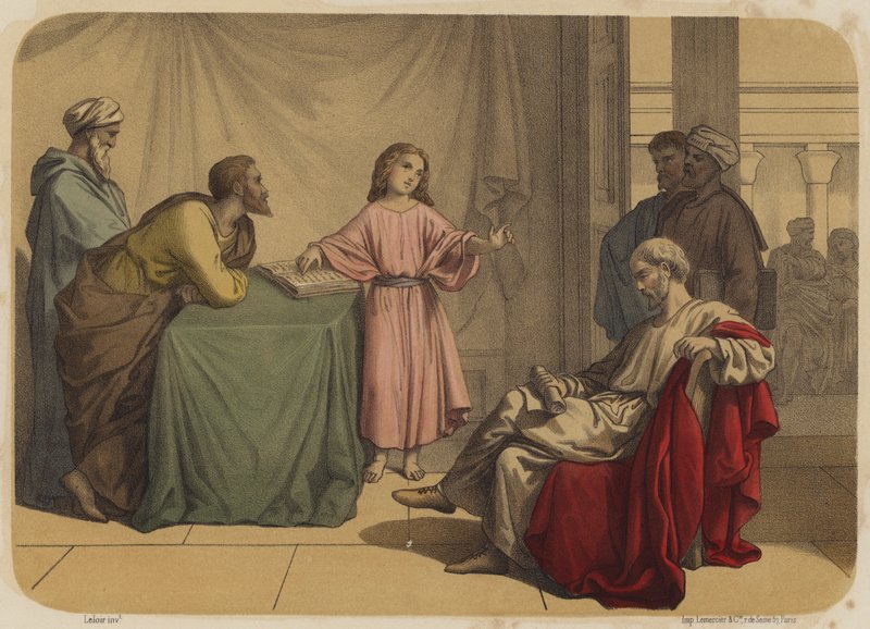 Jezus wśród lekarzy autorstwa Jean Baptiste Auguste Leloir