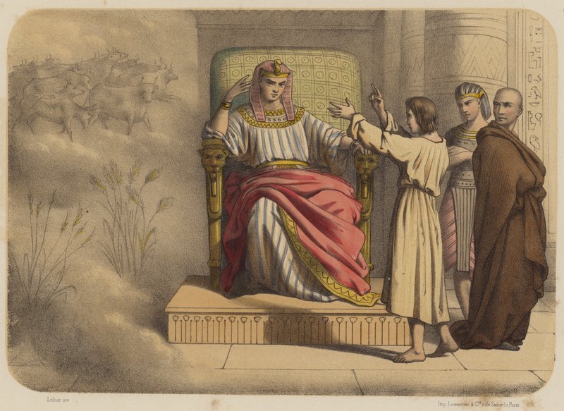 Józef przed faraonem autorstwa Jean Baptiste Auguste Leloir