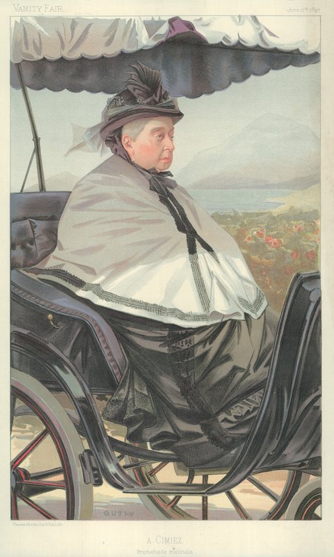 Królowa Wiktoria, A Cimiez, promenada matinale, 17 czerwca 1897, komiks Vanity Fair autorstwa Jean Baptiste Guth