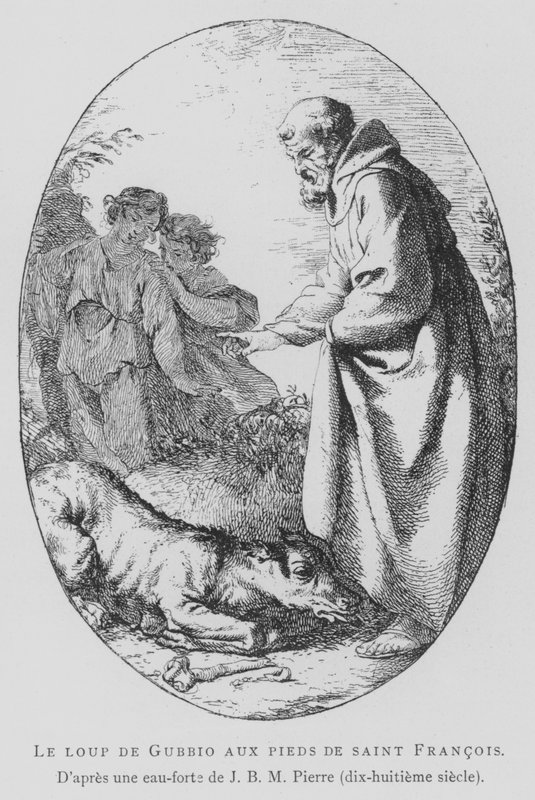 Wilk z Gubbio u stóp św. Franciszka z Asyżu (zdjęcie) autorstwa Jean Baptiste Marie (after) Pierre