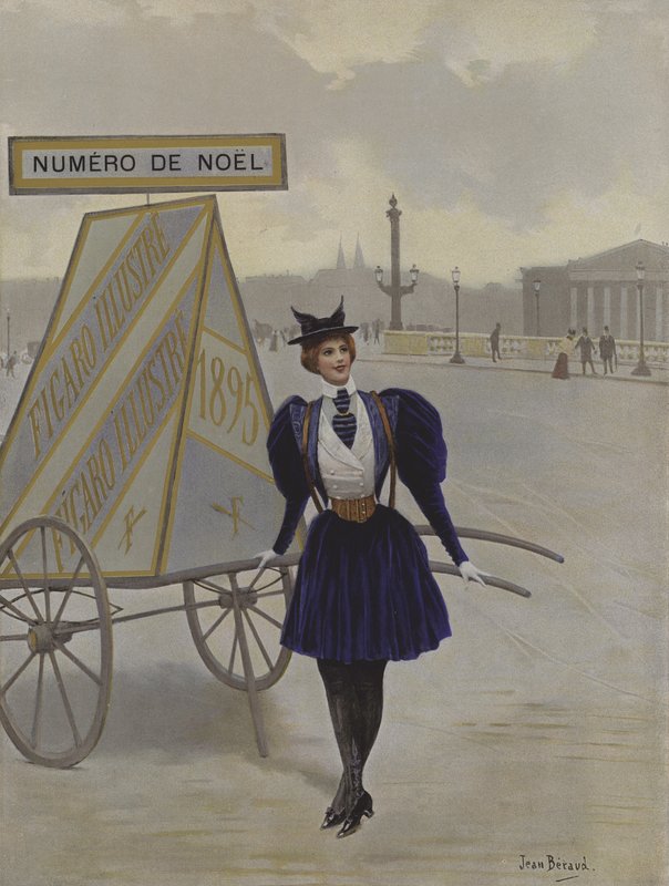La Reclame de lAvenir (Reklama przyszłości). Ilustracja na okładce z Le Figaro Illustre, grudzień 1895 autorstwa Jean Beraud