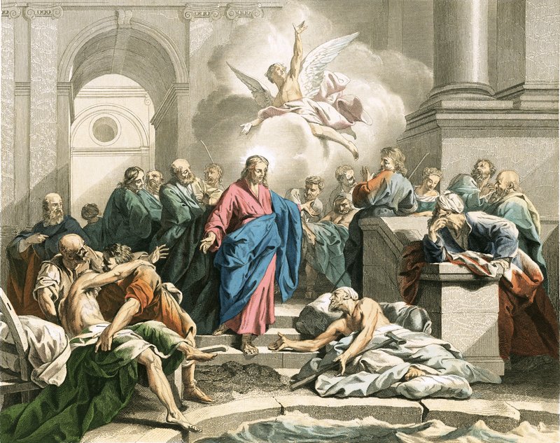 Jezus leczy impotenta przy sadzawce Betesda autorstwa Jean Bernard Restout