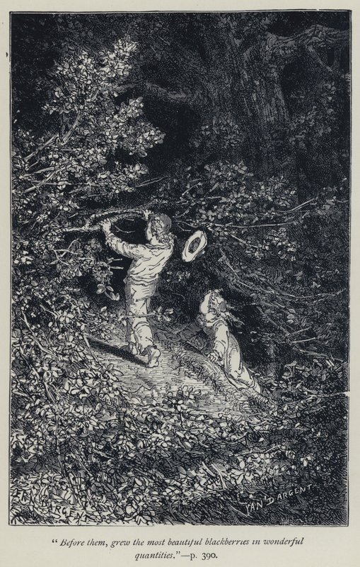 "Przed nimi wyrosły najpiękniejsze jeżyny w cudownych ilościach" (rycina) autorstwa Jean Edouard Dargent