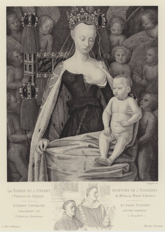 Dziewica z Dzieciątkiem w otoczeniu aniołów, ok. 1450 autorstwa Jean Fouquet