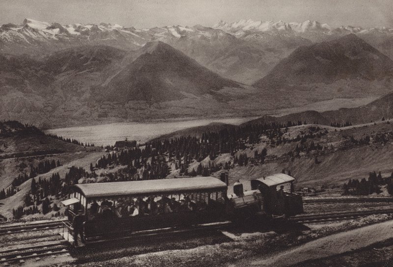 Stacja Bei Rigi Kulm (zdjęcie czarno-białe) autorstwa Jean Gaberell