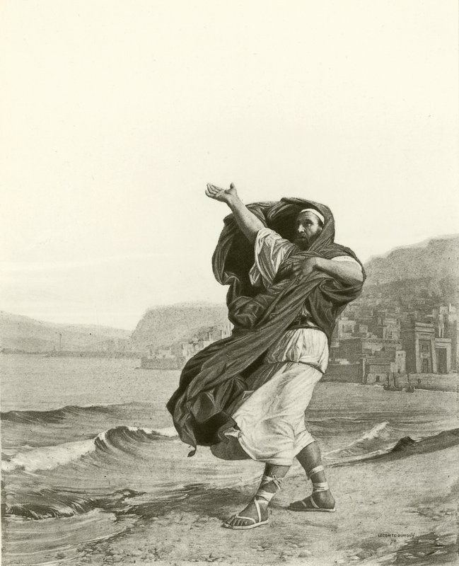 Demostenes praktykujący oratorium (wklęsłodruk) autorstwa Jean Jules Antoine Lecomte du Nouy