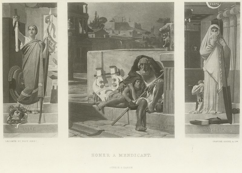 Homer żebrak (wklęsłodruk) autorstwa Jean Jules Antoine Lecomte du Nouy