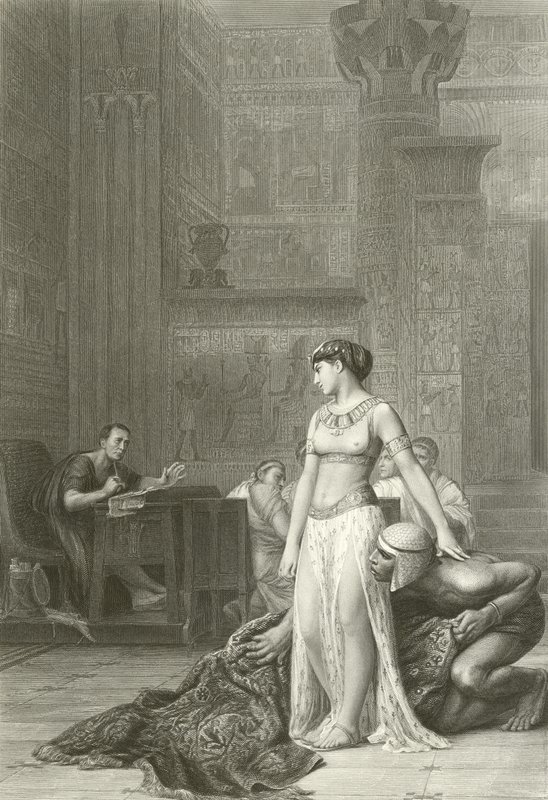 Kleopatra i Cezar (rycina) autorstwa Jean Leon (after) Gerome