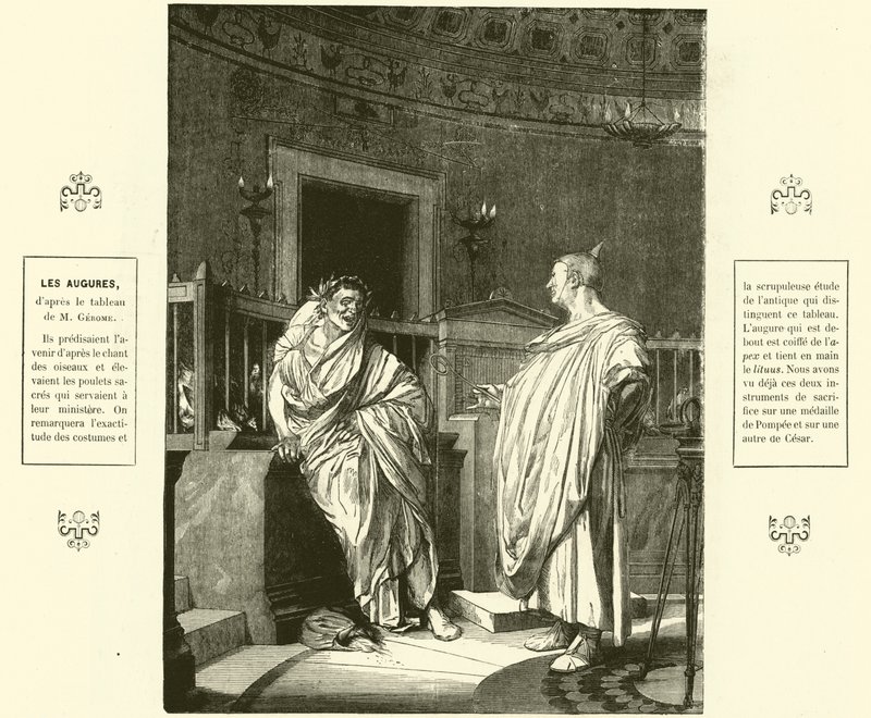 Dwóch Augurów, kapłanów starożytnego Rzymu (rycina) autorstwa Jean Leon (after) Gerome