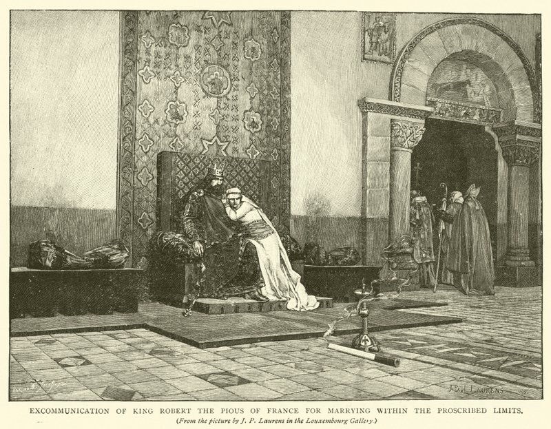 Ekskomunika króla Francji Roberta Pobożnego za zawarcie małżeństwa w zakazanych granicach autorstwa Jean Paul Laurens