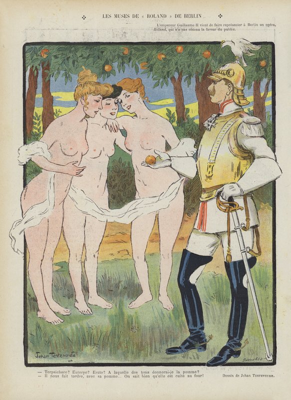 Muzy Rolanda z Berlina. Ilustracja do Le Rire autorstwa Jehan Testevuide