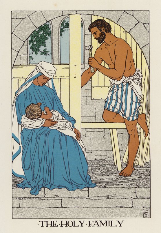 Święta Rodzina (kolorowa litografia) autorstwa Jenny Wylie