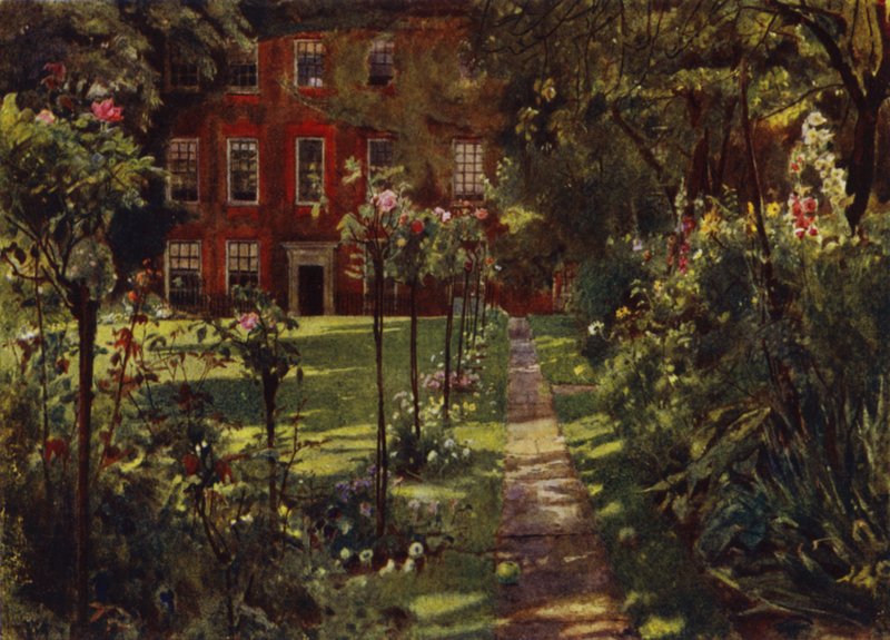 Walpole House, Widok domu i ogrodu (kolor lito) autorstwa Jessie MacGregor
