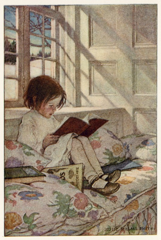 Książki z obrazkami w zimie (kolor lito) autorstwa Jessie Willcox Smith