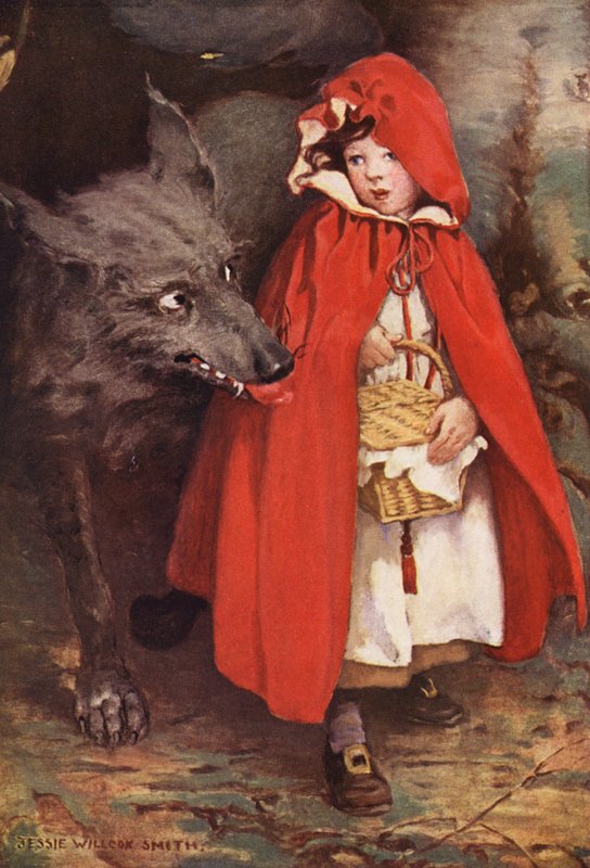 Czerwony Kapturek (kolorowa litografia) autorstwa Jessie Willcox Smith
