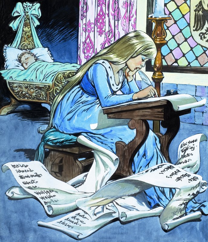 Córka młynarza i jej syn z opowieści o Rumpelstiltskinie autorstwa Jesus Blasco