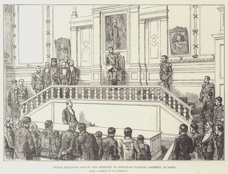 Książę Ferdynand otwiera Sobranje, czyli Bułgarskie Zgromadzenie Narodowe, w Sofii autorstwa Johann Nepomuk Schonberg