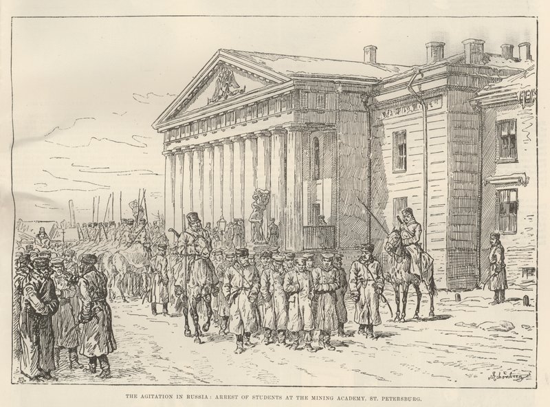 Agitacja w Rosji, aresztowanie studentów Akademii Górniczej w Petersburgu autorstwa Johann Nepomuk Schonberg
