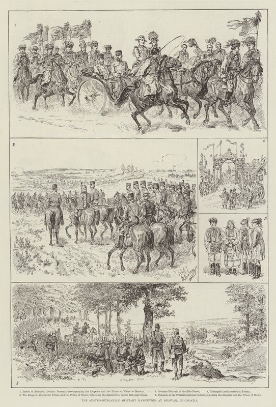 Austro-Węgierskie Manewry Wojskowe w Belovarze w Chorwacji autorstwa Johann Nepomuk Schonberg