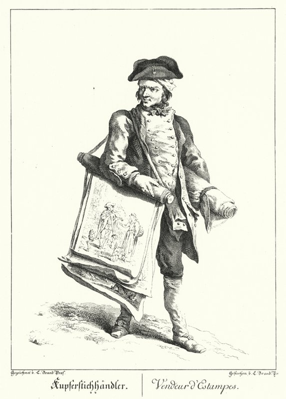 Sprzedawca wydruków (grawer) autorstwa Johann Christian (after) Brand