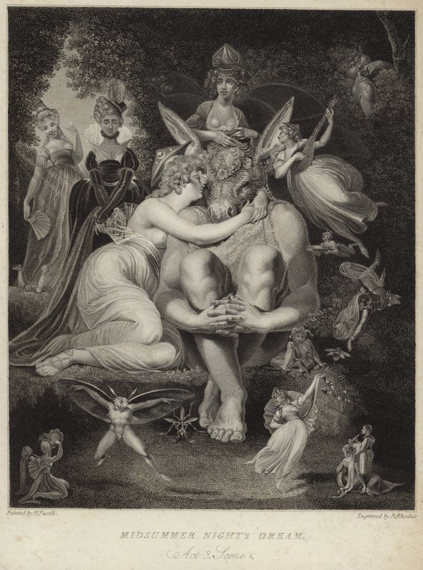 Titania całuje Dół w Śnie nocy letniej autorstwa Johann Heinrich Füssli