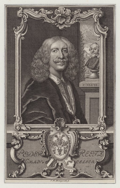 Peder Reedtz , duński polityk i ambasador (Grawerowanie) autorstwa Johann Martin Bernigeroth