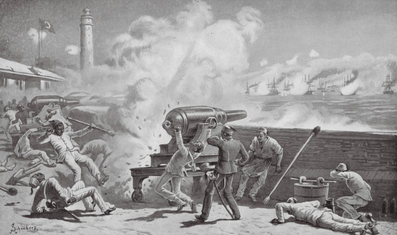 Bombardowanie Aleksandrii (litografia) autorstwa Johann Nepomuk (after) Schonberg