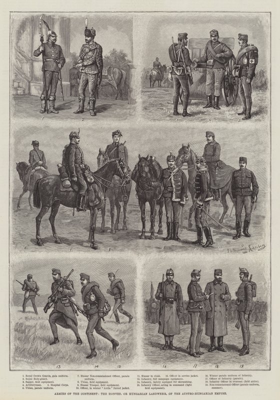 Armie kontynentu, Honved lub węgierska Landwehra Cesarstwa Austro-Węgier autorstwa Johann Nepomuk Schonberg