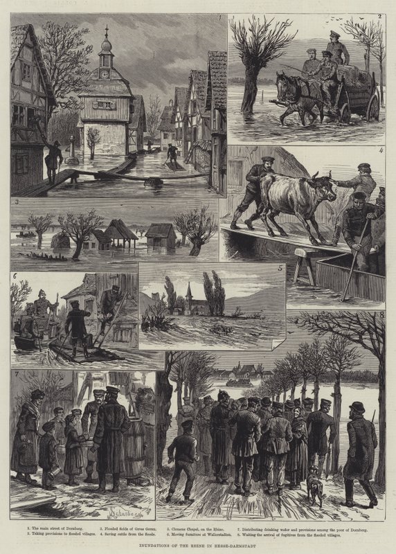 Zalewanie Renu w Hesji-Darmstadt autorstwa Johann Nepomuk Schonberg
