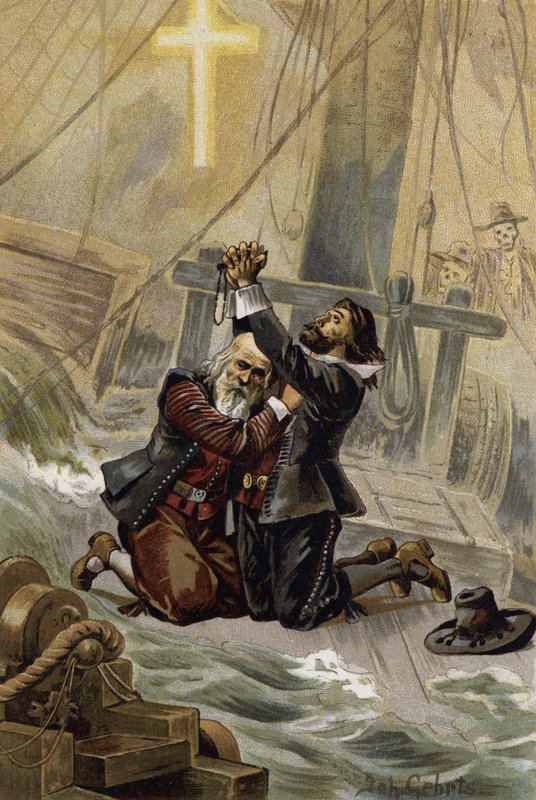 Ilustracja do Latającego Holendra, czyli Der Fliegende Hollander (kolor lito) autorstwa Johannes (after) Gehrts