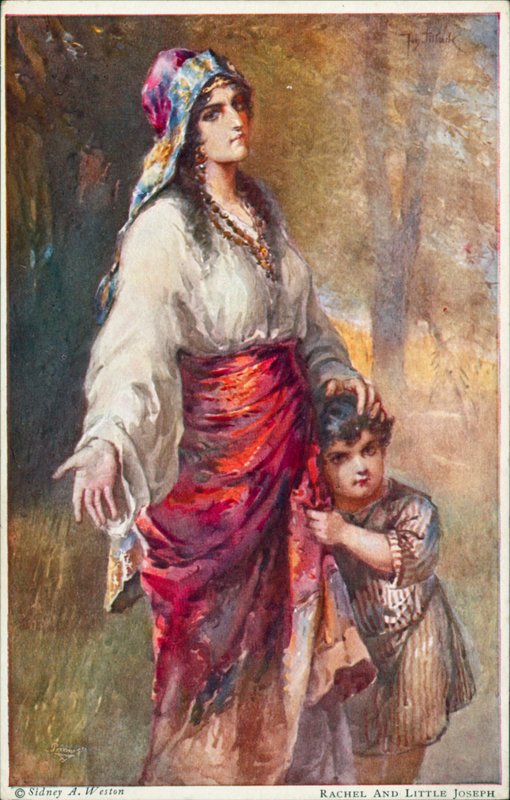Rachela i mały Józef (kolorowa litografia) autorstwa Johannes Adolf Tillack