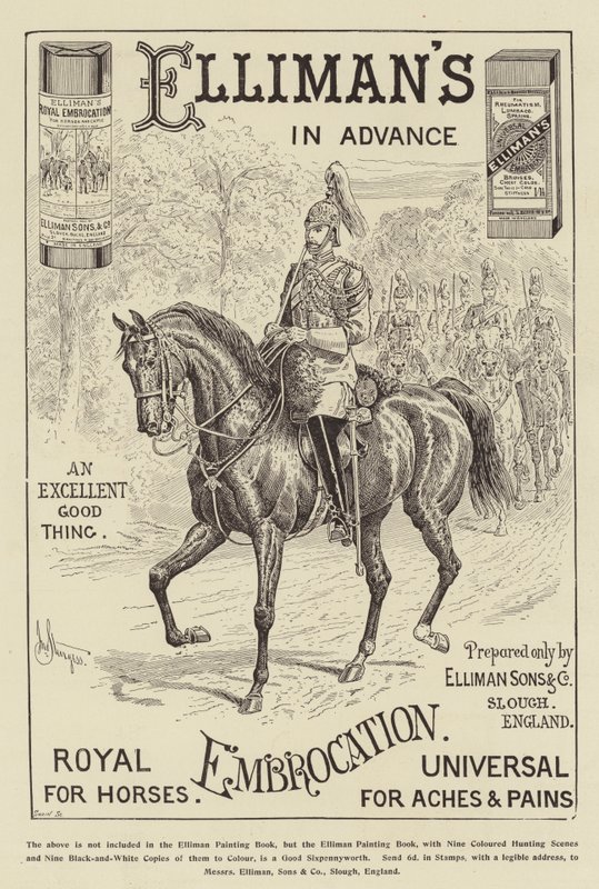 Reklama, Royal Embrocation Ellimana autorstwa John Bagnold Burgess