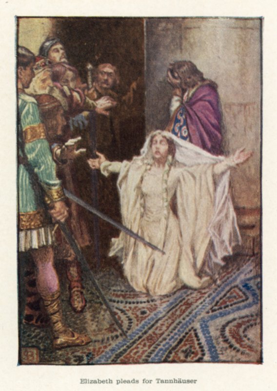 Elżbieta błaga o Tannhausera autorstwa John Byam Liston Shaw