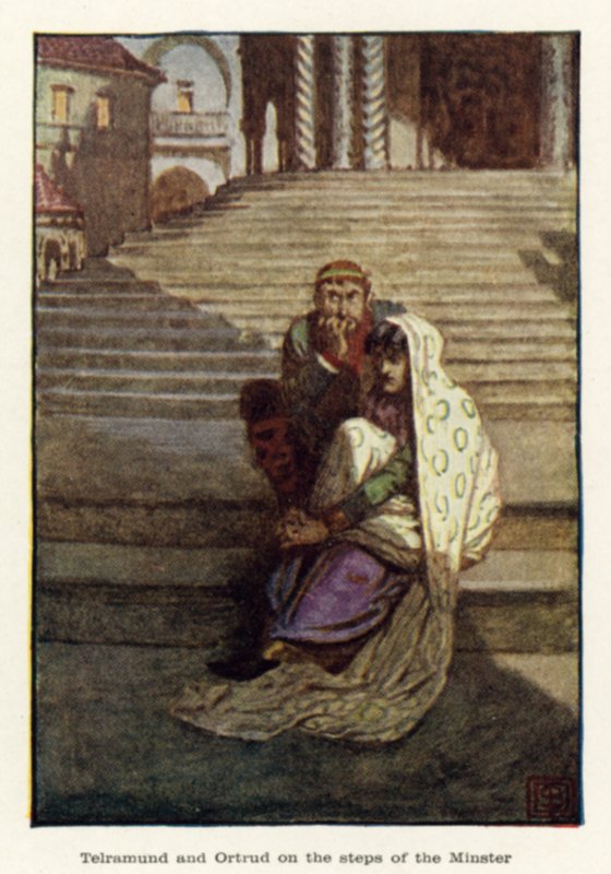 Telramund i Ortrud na stopniach katedry autorstwa John Byam Liston Shaw