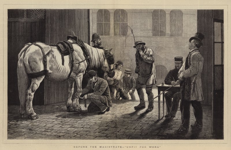 Przed sędzią, niezdolny do pracy autorstwa John Charles Dollman