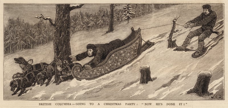 Kolumbia Brytyjska, idzie na przyjęcie bożonarodzeniowe, teraz to zrobił! autorstwa John Charles Dollman