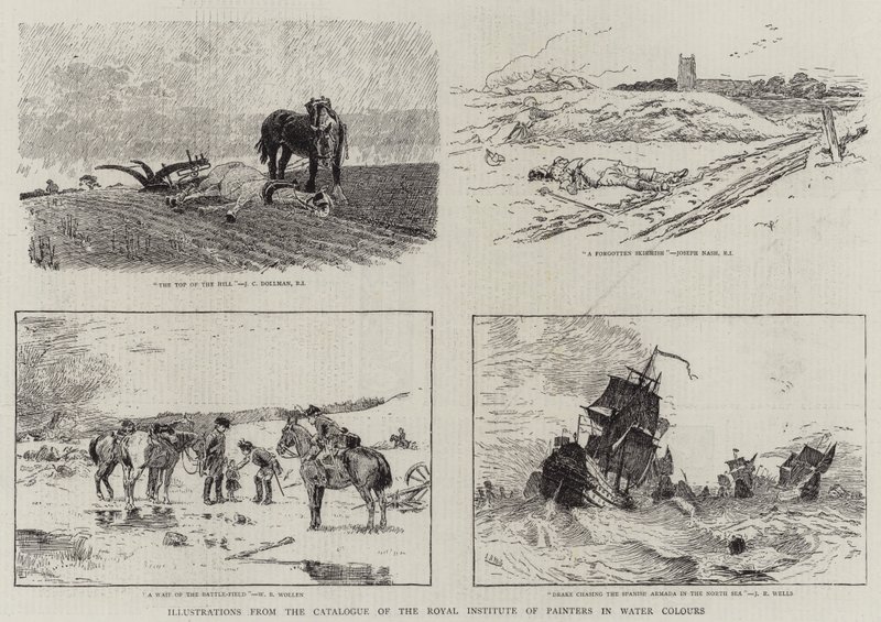 Ilustracje z Katalogu Królewskiego Instytutu Malarstwa Akwarelowego autorstwa John Charles Dollman