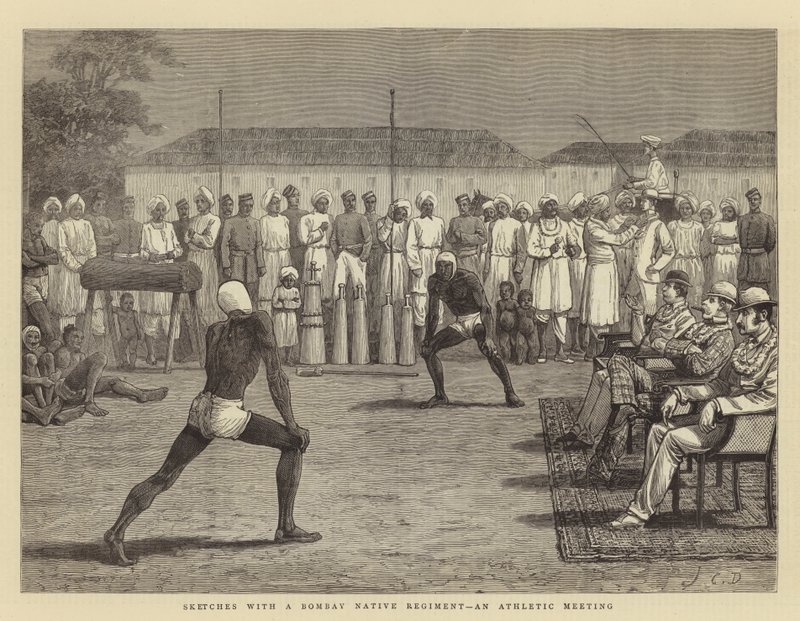 Szkice z tubylczym pułkiem Bombaju, spotkanie lekkoatletyczne autorstwa John Charles Dollman